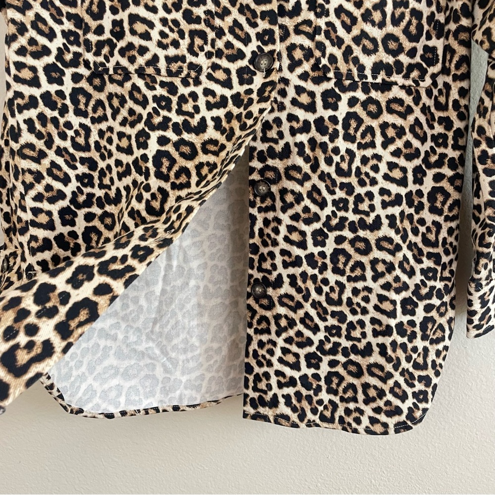H&M Leopard Print‎ Oversized Cotton Twill Shacket Size Small - Picture 7 of 11